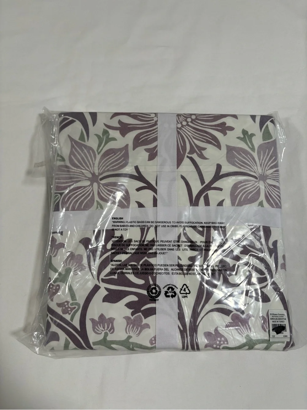 Williams Sonoma Full/Queen 100% Cotton Blue Bell Duvet Cover - Purple & Green